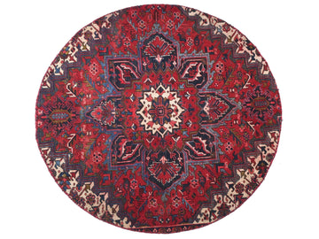 6x6 Handmade Turkish Vintage Tribal Rug | Rare Circular Crimson Medallion | Boho Rug, Antique Anatolian Rug | SHR727 | From 1980 |