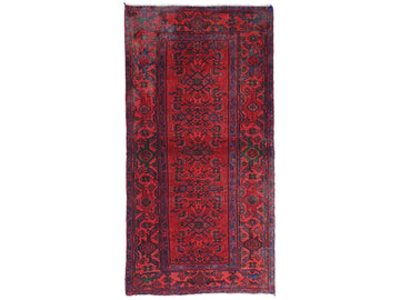 4x7 Handmade Turkish Vintage Tribal Rug | Burgundy Field with Geometric Borders | Boho Rug, Antique Anatolian Rug | SHR-718 | From 1980 |