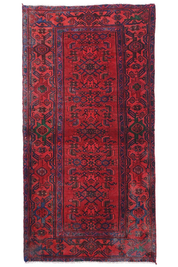 4X7 Handmade Vintage Turkish Area Rug – Floral Red