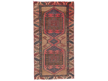 3x6 Handmade Turkish Vintage Tribal Rug | Taupe Field & Diamond Medallions | Boho Rug, Antique Anatolian Rug | SHR-714 | From 1980 |