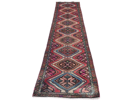 2x9 Handmade Turkish Vintage Tribal Rug | Multicolor Diamond Medallions | Boho Rug, Antique Anatolian Rug | SHR-710 | From 1980 |