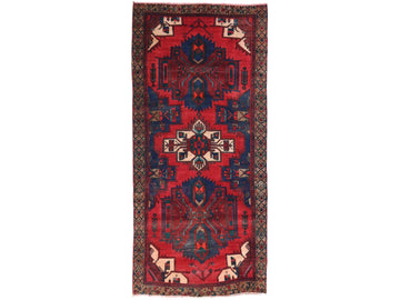 4x9 Handmade Turkish Vintage Tribal Rug | Rich Red Field with Diamond Medallions | Boho Rug, Antique Anatolian Rug | SHR-699 | From 1980 |