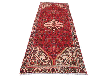 3x8 Handmade Turkish Vintage Tribal Rug | Red & White Field With Geometric Medallions | Boho Rug, Anatolian Rug | SHR615 | From 1970