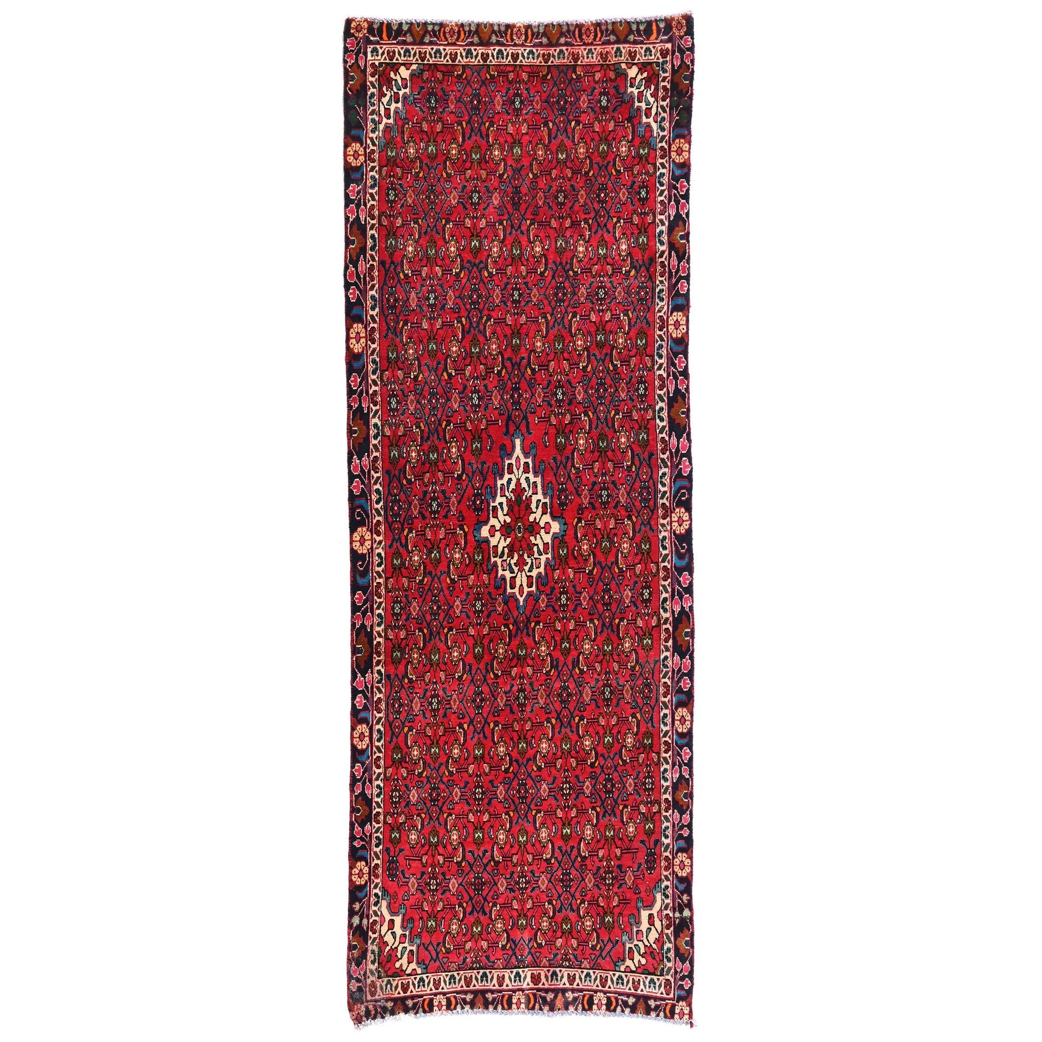 3x9 Handmade Turkish Vintage Tribal Rug | Faded Red Field with Diamond Medallions | Boho Rug, Antique Anatolian Rug  | SHR-690 | From 1980 |