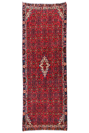 3X9 Handmade Vintage Turkish Runner Rug – Geometric Red