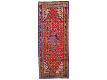 4x10 Handmade Turkish Vintage Tribal Rug | Rust Field with Purple Center Medallion | Boho Rug, Antique Anatolian Rug | SHR-688 | From 1980 |