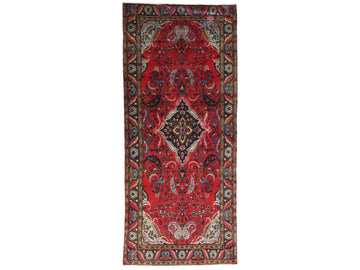 4x9 Handmade Turkish Vintage Tribal Rug | Vibrant Red Field with Ivory Spandrels | Boho Rug, Antique Anatolian Rug | SHR-676 | From 1980 |