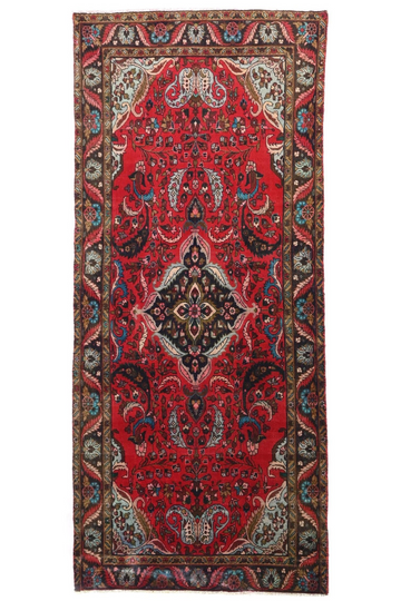 4X9 Handmade Vintage Turkish Area Rug – Floral Red