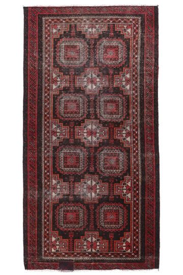 4X7 Handmade Vintage Turkish Area Rug – Polka Dot Maroon