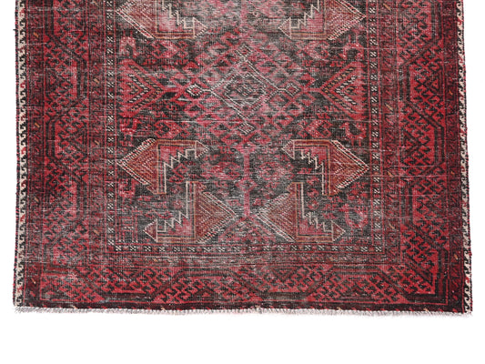 3x11 Handmade Turkish Vintage Tribal Rug | Faded Geometric Tribal Patterns In Red & Grey | Boho Rug, Anatolian Rug | SHR617 | From 1970