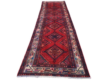 3x11 Handmade Turkish Vintage Tribal Rug | Geometric Diamond Pattern In Striking Red & Navy | Boho Rug, Anatolian Rug | SHR619 | From 1970