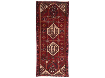4x9 Handmade Turkish Vintage Tribal Rug | Geometric Diamond Stack In Rust & Cream | Boho Rug, Anatolian Rug | SHR623 | From 1970