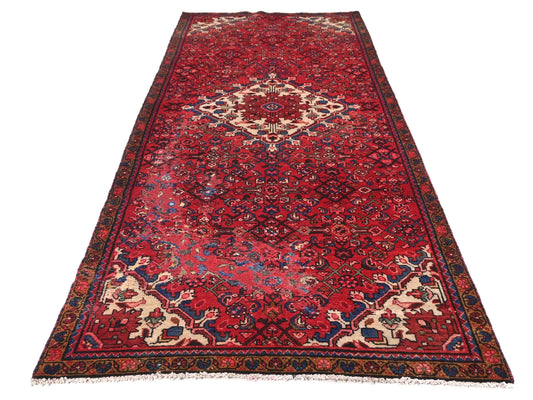 4x9 Handmade Turkish Vintage Tribal Rug | Rich Red Field With Ivory Diamond Medallion | Boho Rug, Anatolian Rug | SHR631 | From 1970