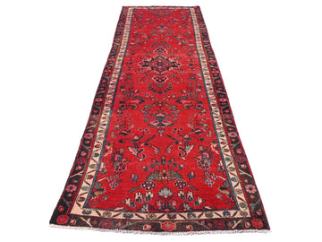 3x10 Handmade Turkish Vintage Tribal Rug | Red Field With Black-Framed Center Medallions | Boho Rug, Anatolian Rug | SHR632 | From 1970