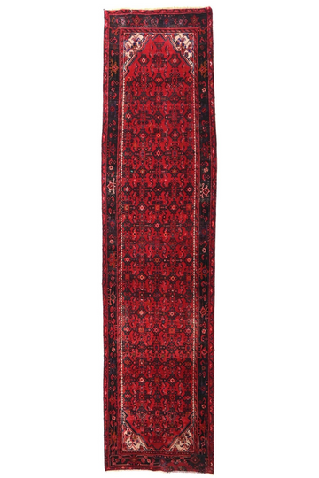 3X12 Handmade Vintage Turkish Runner Rug – Geometric Red