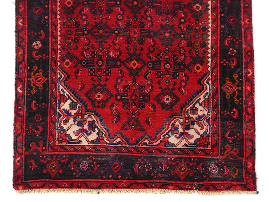 3x12 Handmade Turkish Vintage Tribal Rug | Dense Botanical Field With Borders Of Deep Red | Boho Rug, Anatolian Rug | SHR637 | From 1970