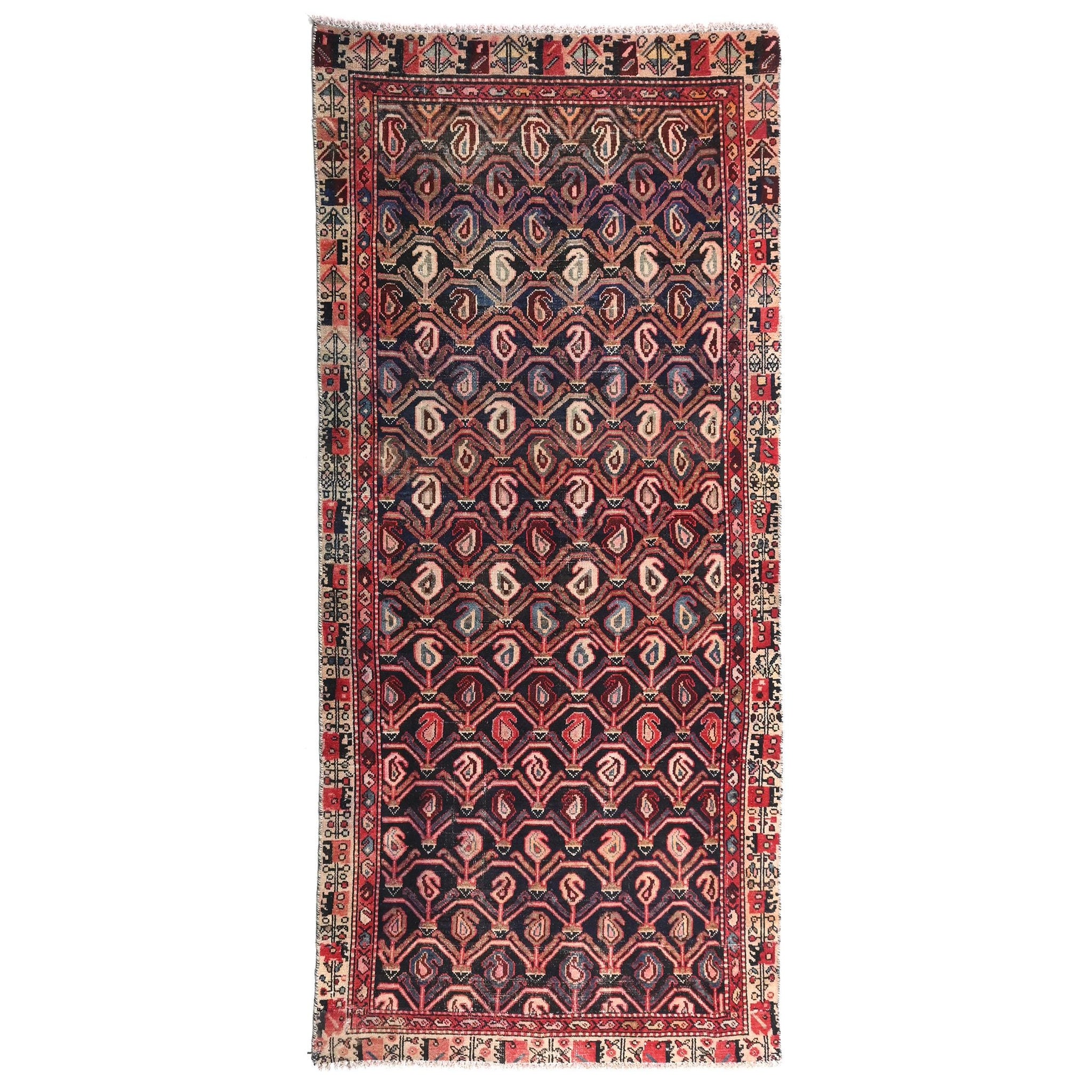 4x8 Handmade Turkish Vintage Tribal Rug | Bold Teardrop Pattern In Rich Earthy Tones | Boho Rug, Anatolian Rug | SHR641 | From 1970