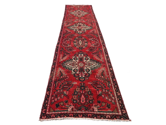 2x12 Handmade Turkish Vintage Tribal Rug | Floral Medallions In Deep Red Field | Boho Rug, Anatolian Rug | SHR644 | From 1970