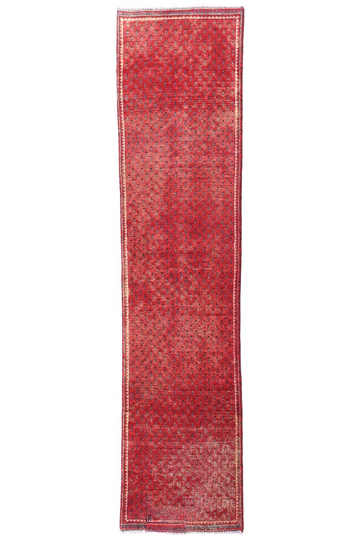 2X9 Handmade Vintage Turkish Runner Rug – Red Geometric