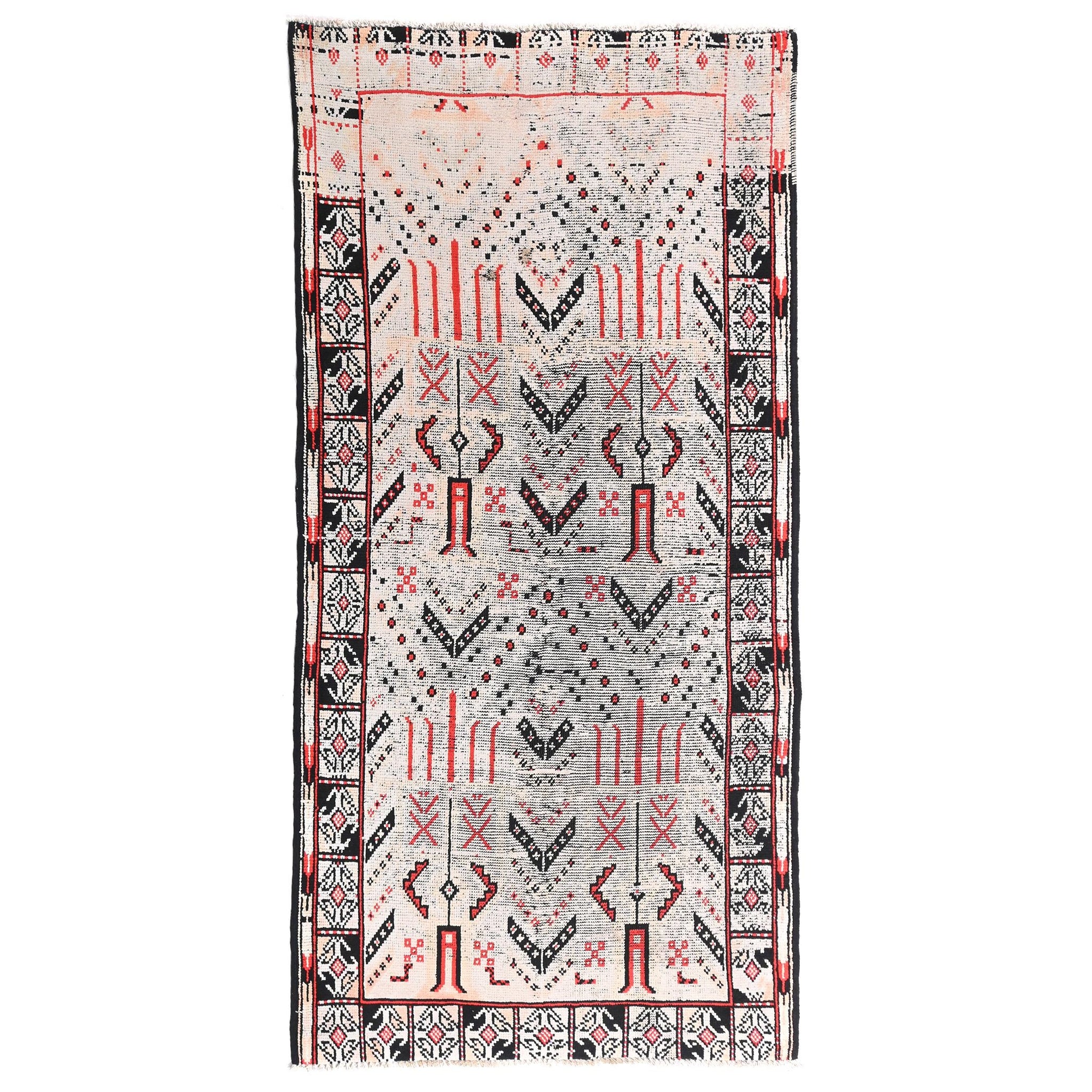 3x7 Handmade Turkish Vintage Tribal Rug | Arrowhead & Fertility Symbol Masterpiece | Boho Rug, Anatolian Rug | SHR649 | From 1970
