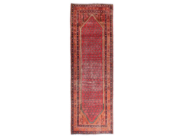 3x9 Handmade Turkish Vintage Tribal Rug | Prayer Niche Motif In Orange/Maroon | Boho Rug, Anatolian Rug | SHR654 | From 1970