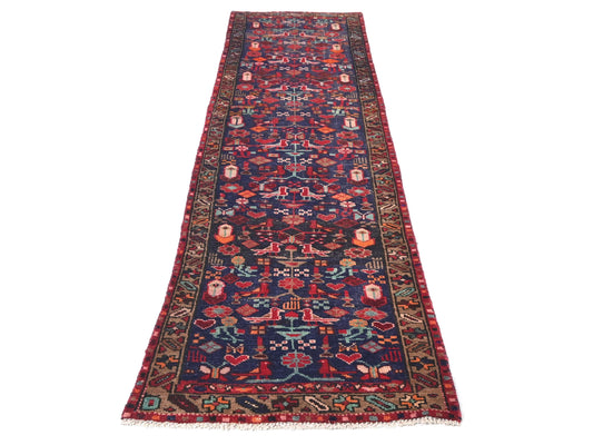 2x8 Handmade Turkish Vintage Tribal Rug | Midnight Navy Field With Birds & Floral Accents | Boho Rug, Anatolian Rug | SHR656 | From 1970