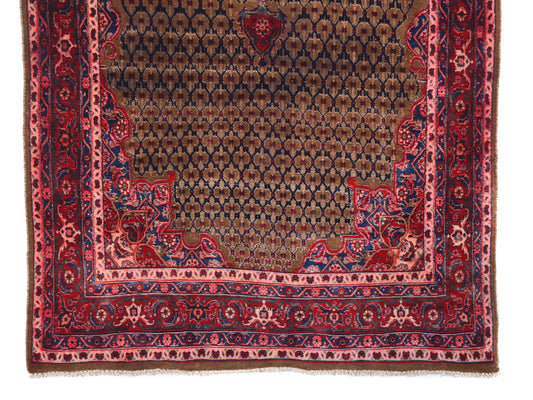 5x11 Handmade Turkish Vintage Tribal Rug | Floral Vase Medallion On A Dark Olive Field | Boho Rug, Anatolian Rug | SHR660 | From 1970