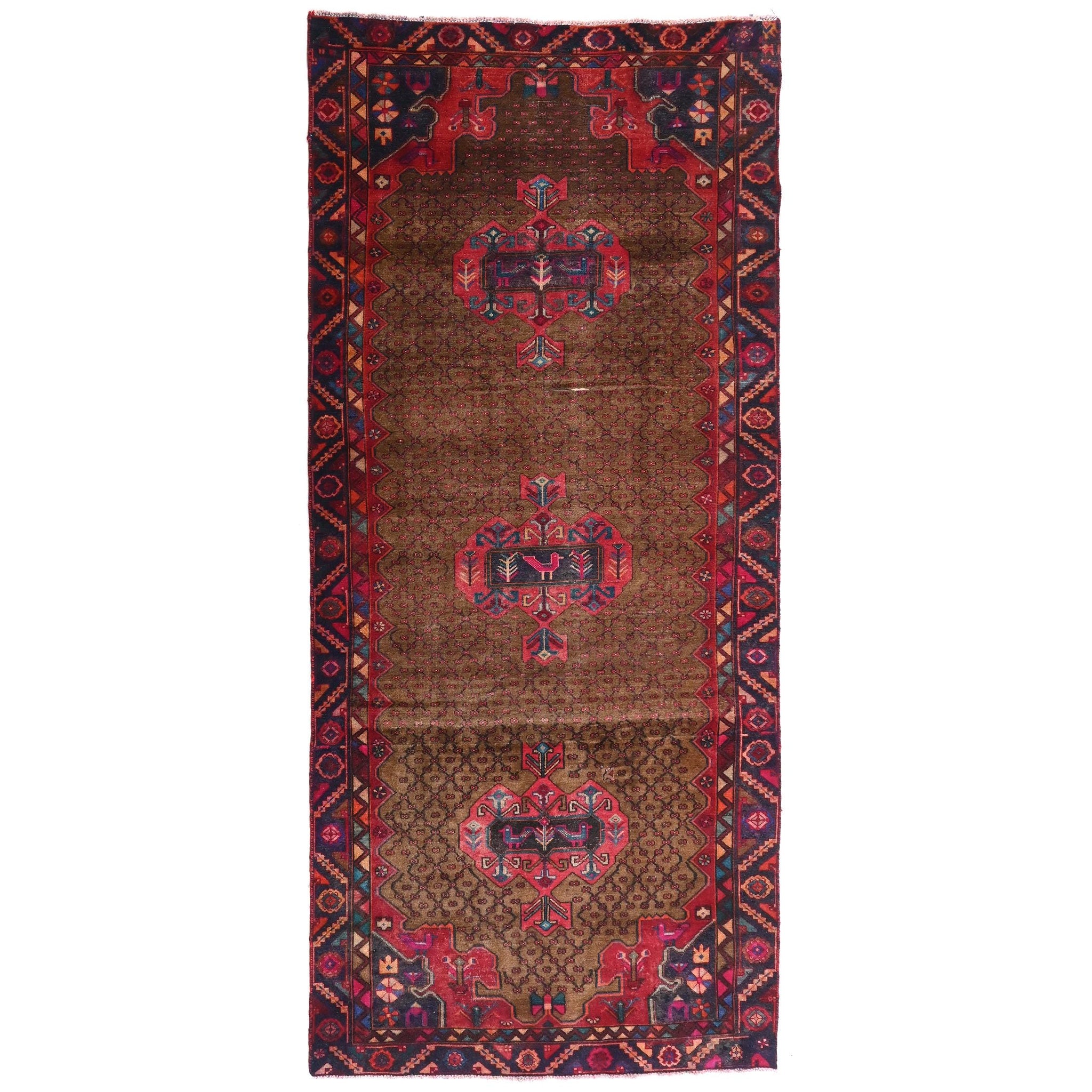 5x10 Handmade Turkish Vintage Tribal Rug | Chestnut Field With Floral Medallions | Boho Rug, Anatolian Rug | SHR661 | From 1970