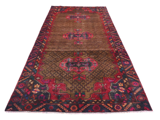5x10 Handmade Turkish Vintage Tribal Rug | Chestnut Field With Floral Medallions | Boho Rug, Anatolian Rug | SHR661 | From 1970