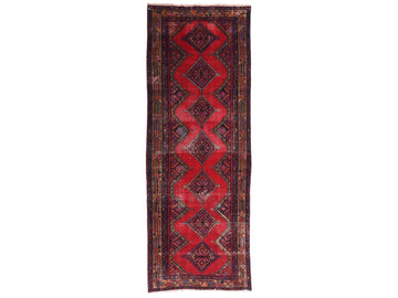 4x9 Handmade Turkish Vintage Tribal Rug | Zig-Zag Diamond Ladder On A Crimson Field | Boho Rug, Anatolian Rug | SHR662 | From 1970