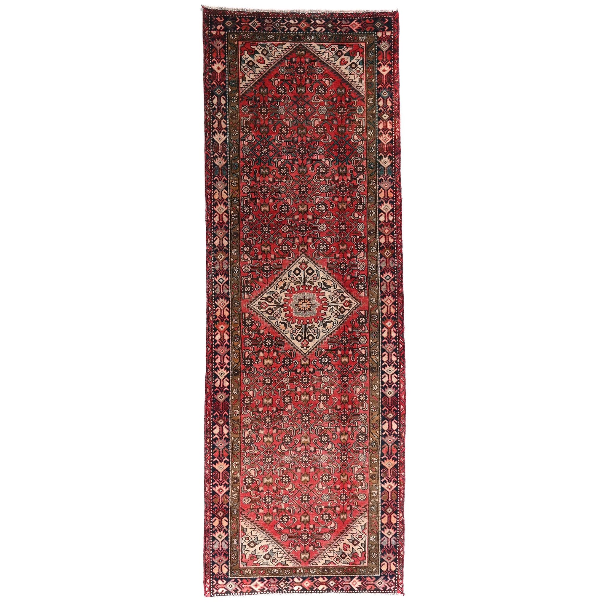 4x11 Handmade Turkish Vintage Tribal Rug | Diamond Medallion On Dense Floral Field | Boho Rug, Anatolian Rug | SHR666 | From 1970