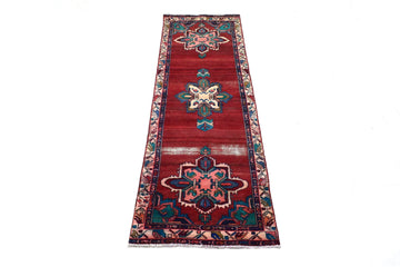3x9 Handmade Turkish Vintage Rug Hand Knotted Oriental Rug Low Pile Medallion Re
