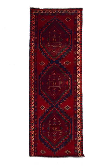 Vintage Hand Knotted Turkish Wool Rug – Medallion Red Runner