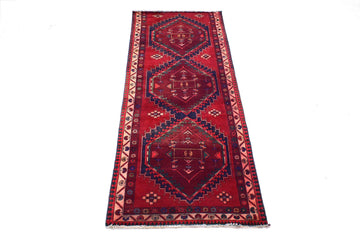 3X9 Handmade Vintage Turkish Runner Rug – Medallion Red