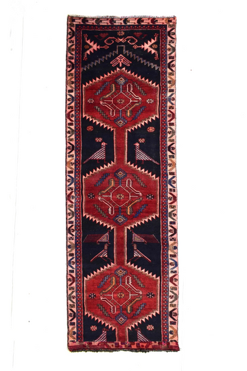 Vintage Hand Knotted Turkish Wool Rug – Medallion Red Runner