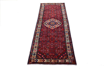 4X11 Handmade Vintage Turkish Area Rug – Geometric Red – SHR54