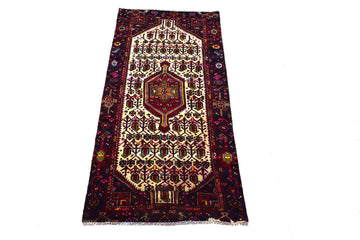 3X7 Handmade Vintage Turkish Runner Rug – Burgundy Geometric – SHR63