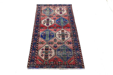 3X6 Handmade Vintage Turkish Runner Rug – Geometric Multicolour – SHR67