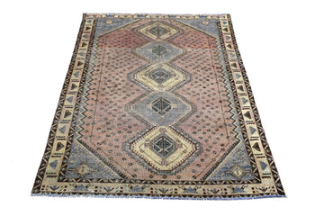 6X9 Handmade Vintage Turkish Area Rug – Geometric Blue – SHR89
