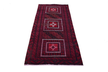 4X8 Handmade Vintage Turkish Area Rug – Geometric Red – SHR100USA