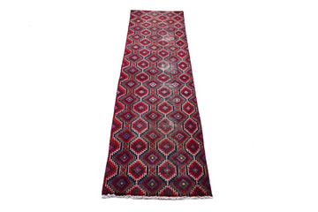 2X9 Handmade Vintage Turkish Runner Rug – Geometric Red – SHR145