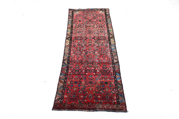 3X9 Handmade Vintage Turkish Runner Rug – Geometric Red
