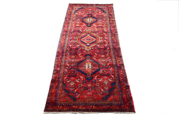 4x11 Handmade Turkish Vintage Rug Hand Knotted Oriental Rug Low Pile Geometric R