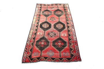 5X9 Handmade Vintage Turkish Area Rug – Geometric Red – SHR58