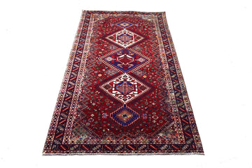 5X10 Handmade Vintage Turkish Area Rug – Geometric Red – SHR79