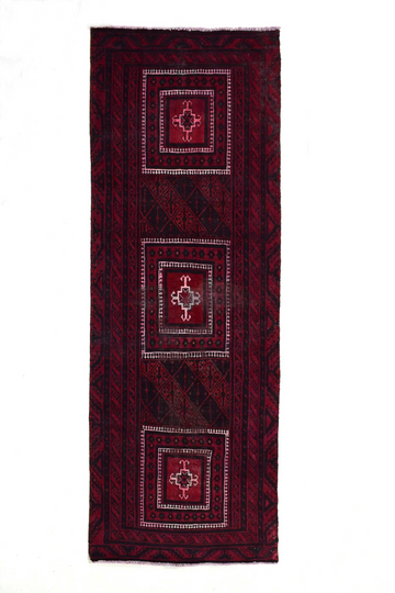 Vintage Hand Knotted Turkish Wool Rug – Geometric Red Area