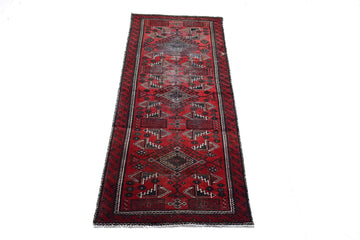 3X7 Handmade Vintage Turkish Runner Rug – Red Geometric – SHR148
