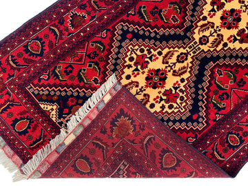 Red Biljik Hand-Knotted Vintage Afghan Wool Rug