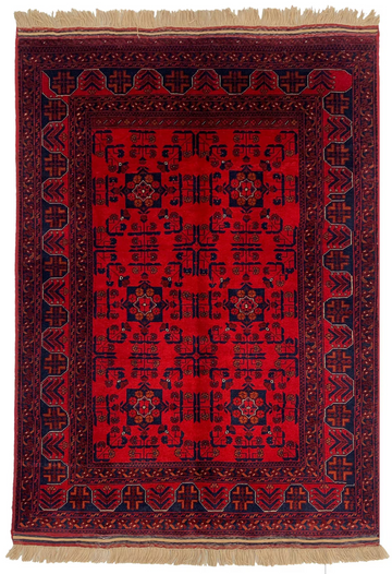 3x5 Red Geometric Medallion Vintage Biljik Hand-Knotted Premium Afghan Wool Rug