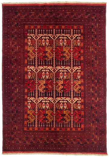 3x4 Red Bird Motif Vintage Biljik Hand-Knotted Premium Afghan Wool Rug